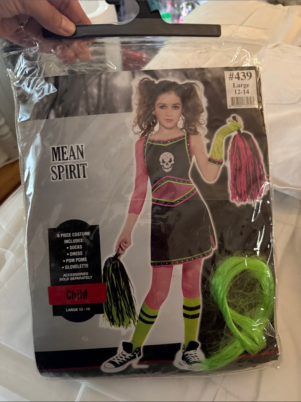 Girls' Neon Green & Black Cheerleader Costume